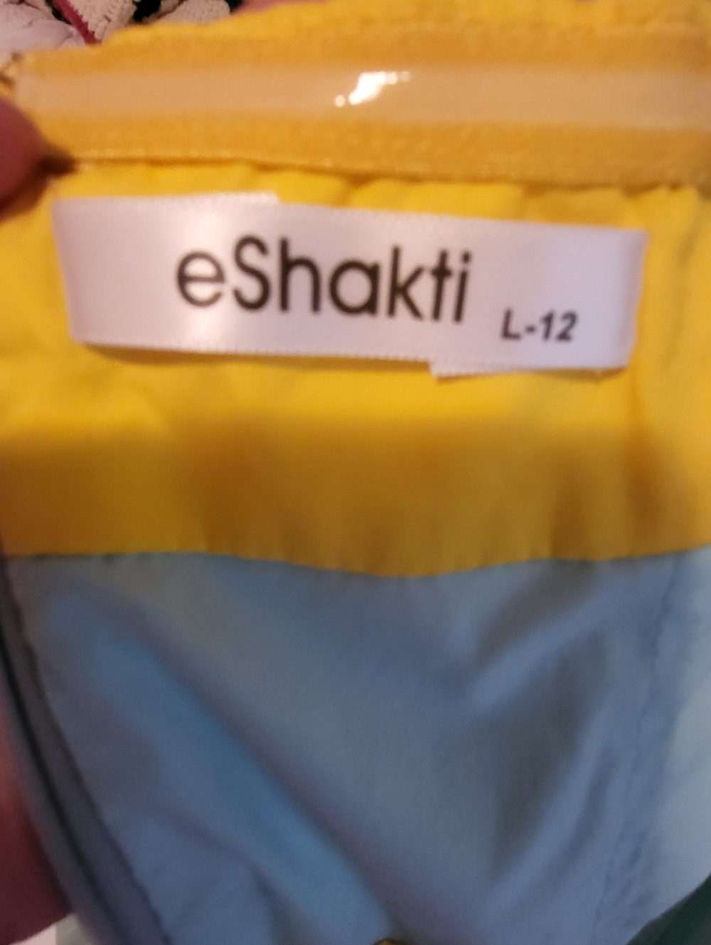 eShakti Yellow and Teal Halter Dress - Picture 6 of 6